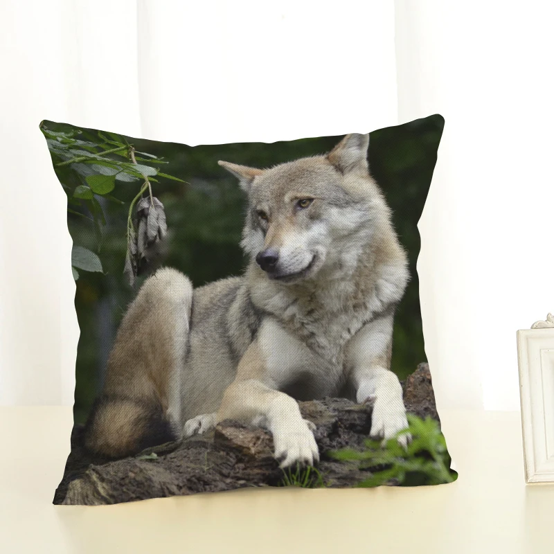 HD волк чехлы на декоративные подушки милый чехол для подушки из льна диван-подушка для автомобильного кресла декоративная подушка для дома almofadas