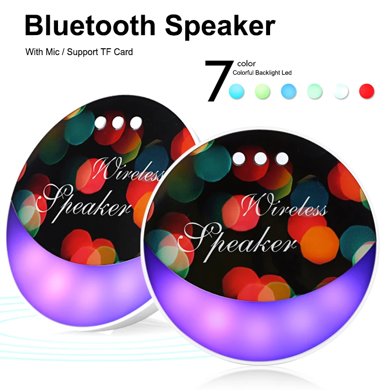 

Portable Bluetooth Speaker Subwoofer 9 Mode Colorful Light Wireless Bluetooth Player TF Card USB Stereo Music Player For Phone