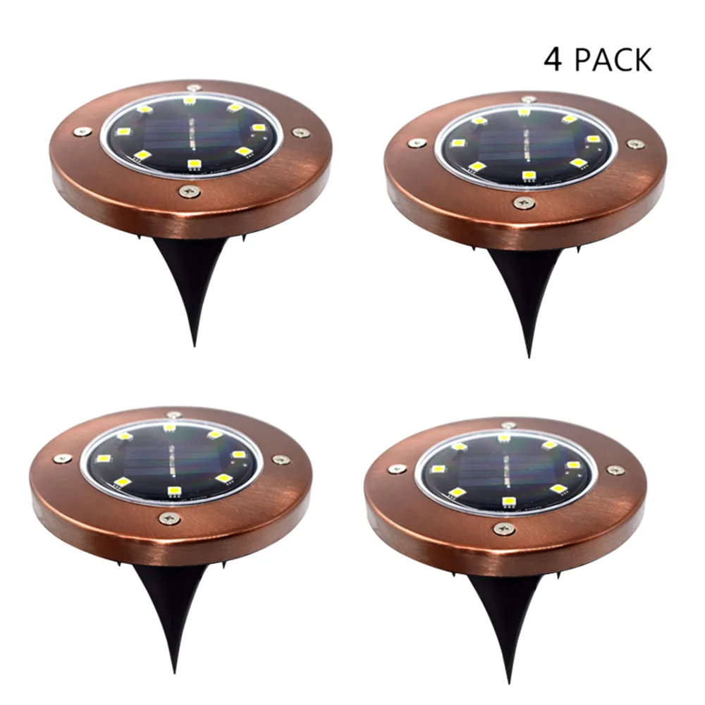 Kopen 4 stks rvs 8 LED Solar Power Begraven Licht Ground Lamp Outdoor Path Way Tuin Decking