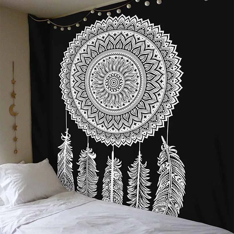 

Lannidaa Black And White Mandala Tapestry Wall Hanging Home Decor Hippie Dreamcatcher Gossip Wall Tapestry Bedspread Picnic Mat