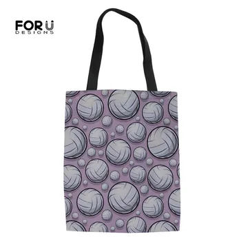 

FORUDESIGNS Women Linen Tote Bags 3D Brand Design Volleyball Printing Female Casual Canvas Shopping Bag Reusable Eco Cloth Bags