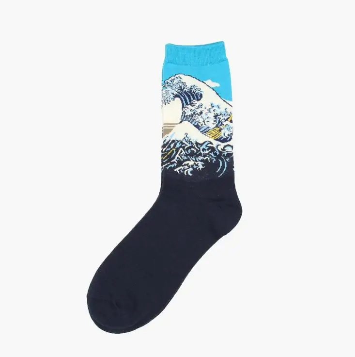 1 пара, модные смешные художественные носки для мужчин и женщин, хлопковые знаменитые носки с живописью Ван Гог Мона Лиза да Винчи, цветные длинные мужские носки - Цвет: c5