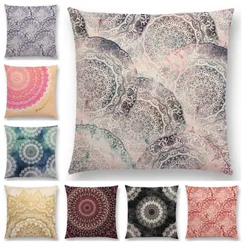 

New Dreamy Rainbow Boho Beautiful Flower Gorgeous Floral Mandalas Fantasy Moon Stars Prints Cushion Cover Throw Pillow Case