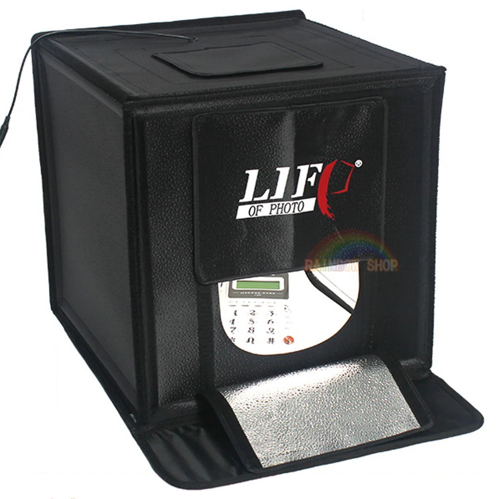 

LED Photo Studio Softbox 40x40cm 50x50cm 60x60cm Folding Shooting LED Light Tent Soft Box+4 backdrops+AC Adapter