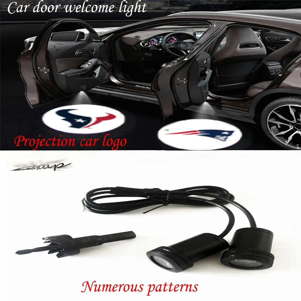 

Maxup 2pcs led logo automobiles door light universal projector car door lights welcome lamp For Lada Mitsubishi Peugeot Lincoln