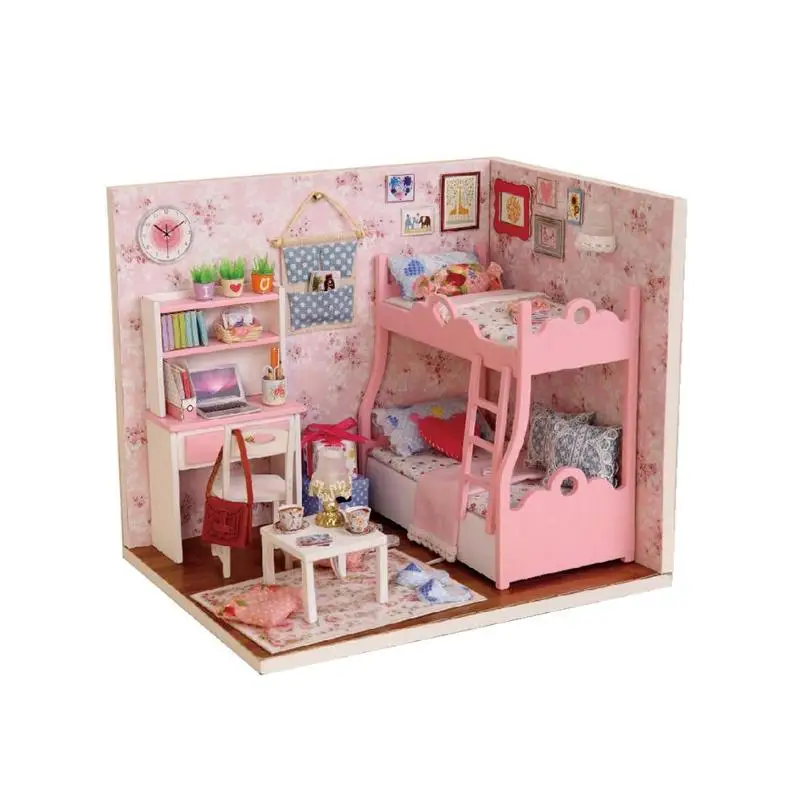 Миниатюрный Кукольный дом DIY маленький дом с видом на море деревянная хижина вилла Сборная модель Хелен Кост Подарочная мебель для детей подарок на день рождения для девочки - Цвет: 02