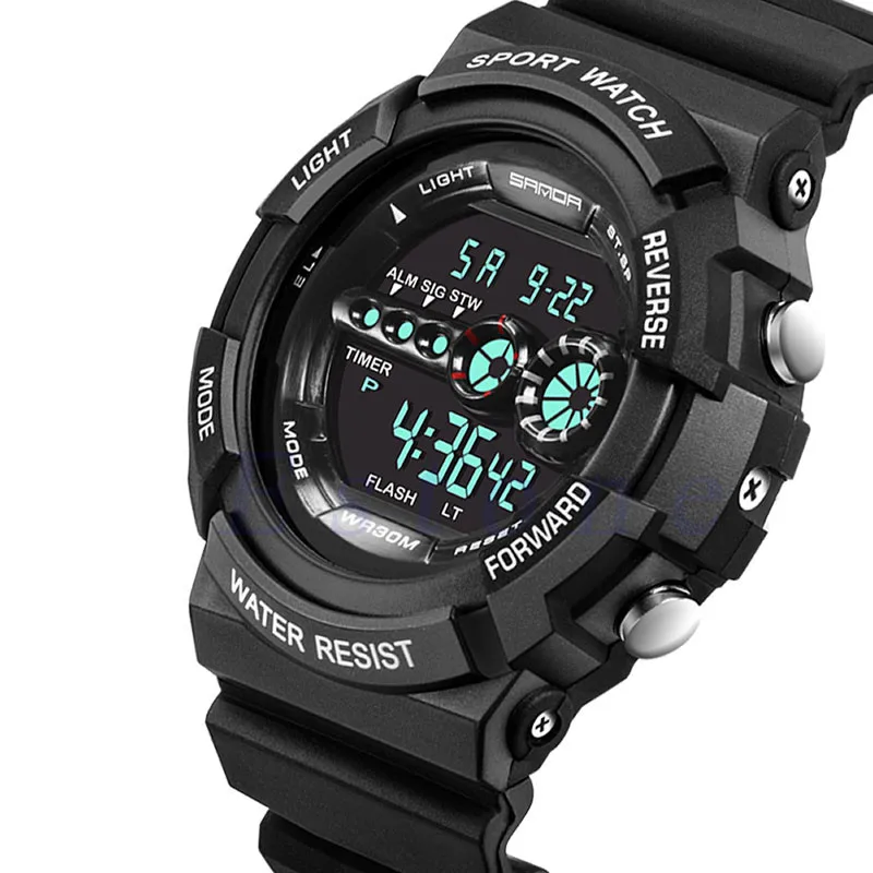

2017 New Mens Stainless Steel LED Digital Date Alarm Waterproof Sports Army Quartz Watch digital watch top brand luxury#29