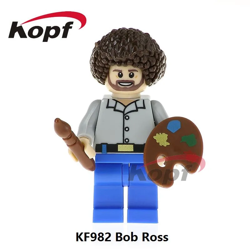 

KF982 Super Heroes American Painter Bob Ross The Joy of Painting Bricks Building Blocks Christmas Action Toys Gift For Children