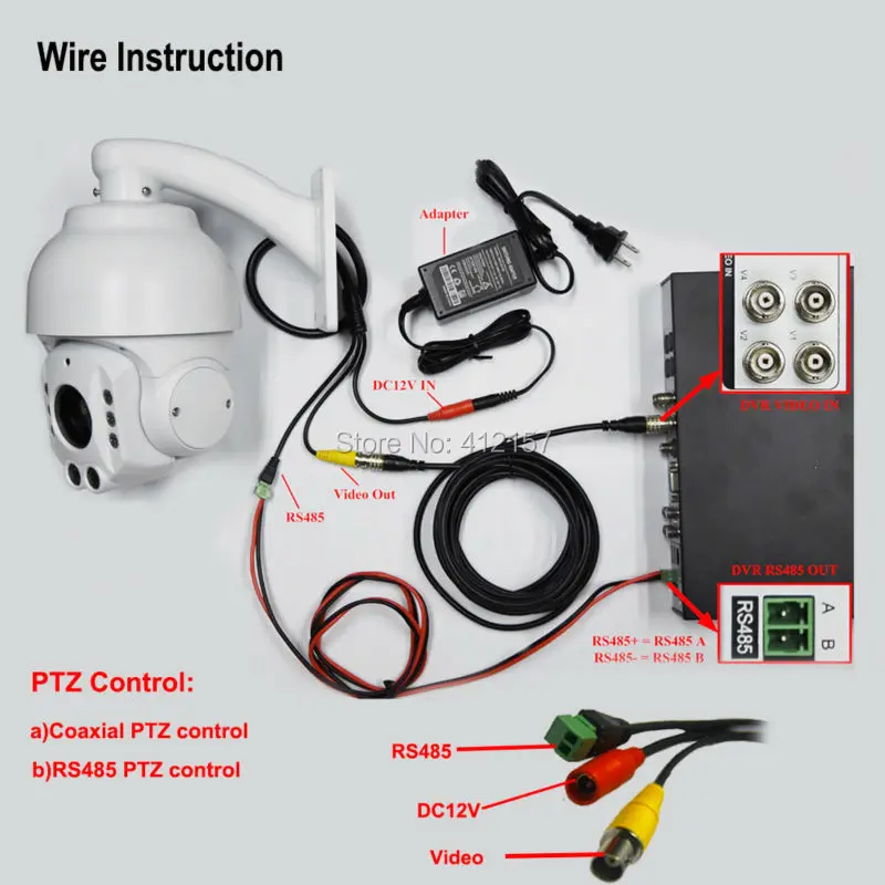 CCTV Security Outdoor IP66 Speed Dome 4″ MINI SIZE AHD PTZ ... ptz camera wiring 