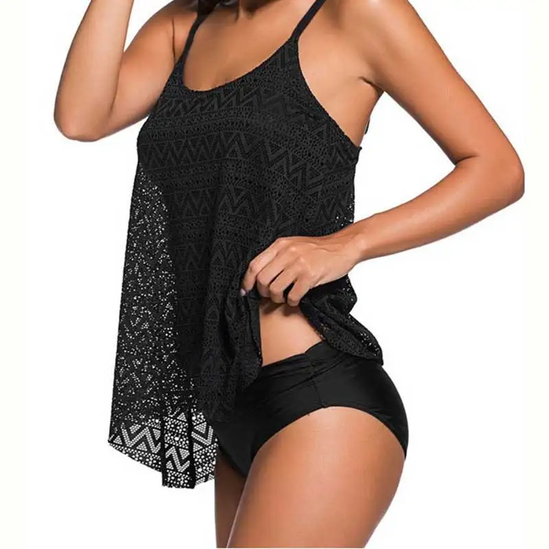 Women Two Pieces Bikini 2018 Swimwear Shorts Tankini Women Black