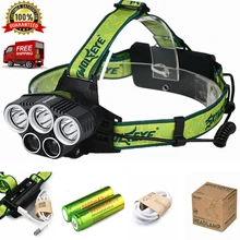 NEW 5X XML T6 Headlamp 20000 Lumens 4 Mode LED Headlight USB Power Rechargeable Hunting Head Light +18650 Battery