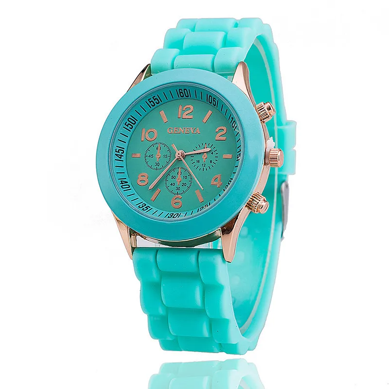 Высокое качество красивые модные женские часы с силиконовым ремешком женские часы повседневные круглые Аналоговые кварцевые наручные часы-браслет для Wo - Цвет: mint green