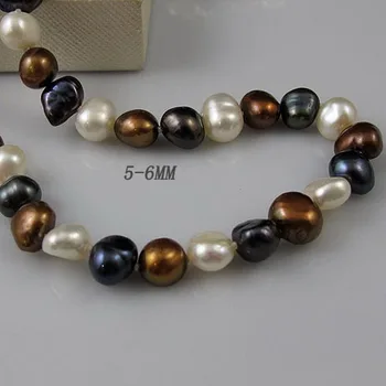 

Unique Pearls jewellery Store,120cm Long Pearl Necklace,5-6mm White Brown Black Baroque Freshwater Pearl Necklace
