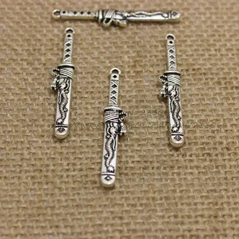 

PULCHRITUDE Free Shipping 30pcs/lot 8*45mm Cheap Antique Silver Metal Alloy Sword Charms Jewelry Pendant Charms T0246