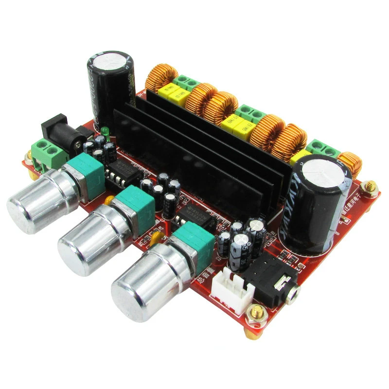 

TPA3116D2 2*50W+100W 2.1 channel digital power amplifier board 12V-24V wide voltage