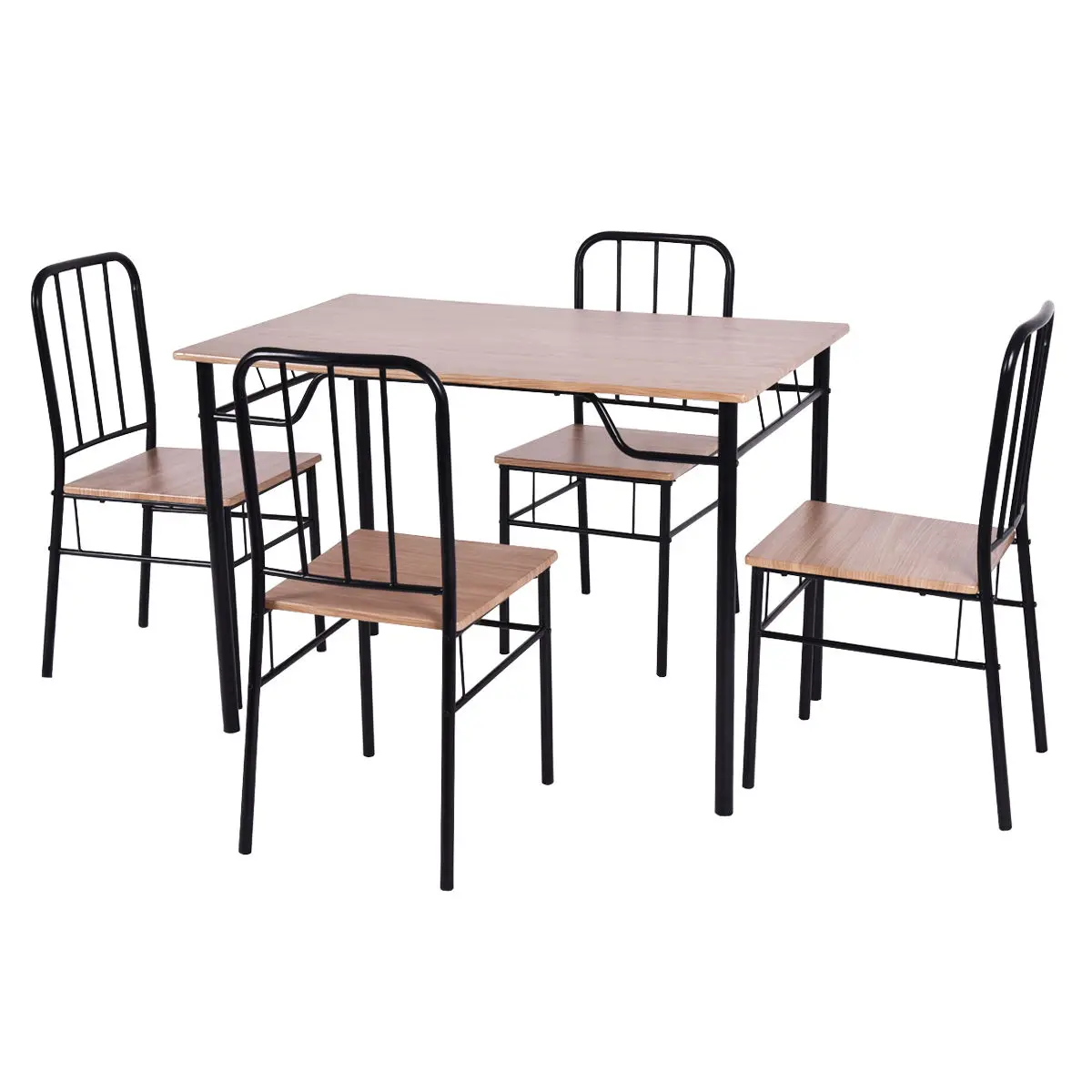 Giantex 5 Piece Dining Set Table and 4 Chairs Metal Wood Home Modern Breakfast Furniture Kitchen Table Chairs Set HW53838 Giantex 5 Piece Dining Set Table and 4 Chairs Metal Wood Home Modern Breakfast Furniture Kitchen Table Chairs Set HW53838