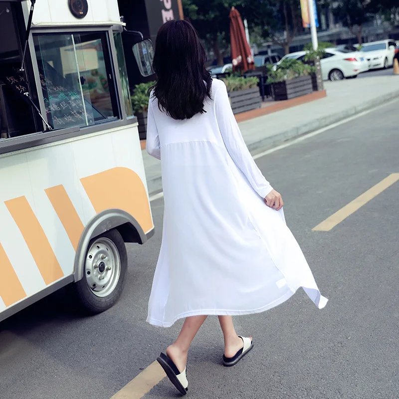 Cotton Women Summer Long Cardigan Long Sleeve Blouse Shirt Woman Sweater Casual Beach Poncho Clothing Blusas Plus Size Tops D148