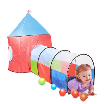 

89" Large Play Tent with Tunnel Toy Playhouse Indoor & Outdoor Garden Foldable Pop Up Pink Play Tent for Kids Party Favor(227)