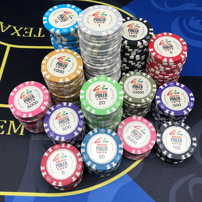 100 шт. мировые Игры покерные фишки казино игровой жетон корона Pocker набор