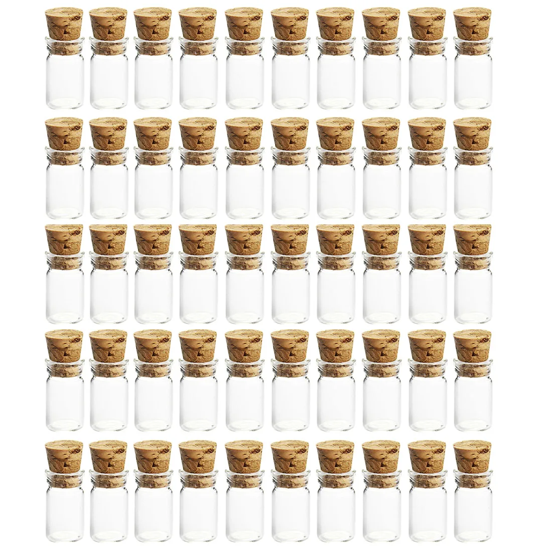 

50Pcs 2ml Mini Clear Glass Bottle Wishing Bottle Vials Sample Jars With Cork Stopper Weddings Wish-Cork Stopper Type Transparent
