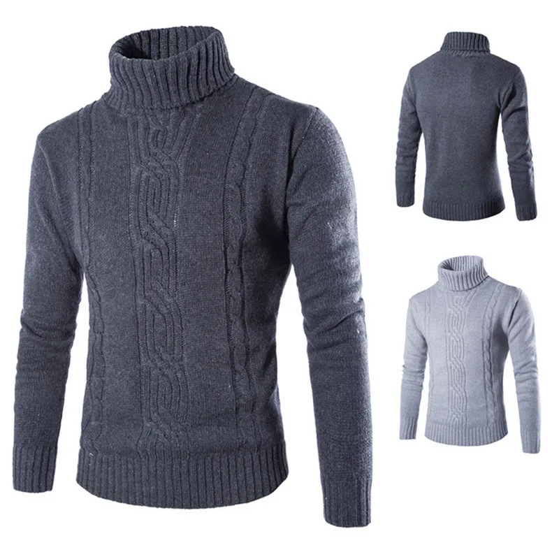 Для мужчин Свитер с воротником пуловер Solid Трикотажные Slim Fit Мода хеджирования свитера Для мужчин Повседневное sueter hombre зима Для мужчин