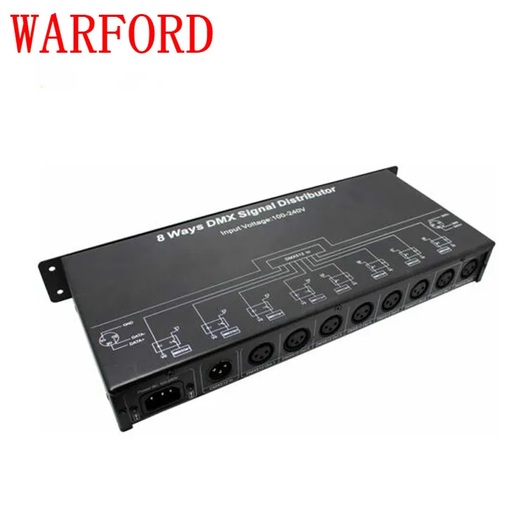 

DMX128 DMX amplifier AC 110V - 220V 8 Channel DMX controller /Splitter/DMX signal repeater/8 output ports DMX signal distributor