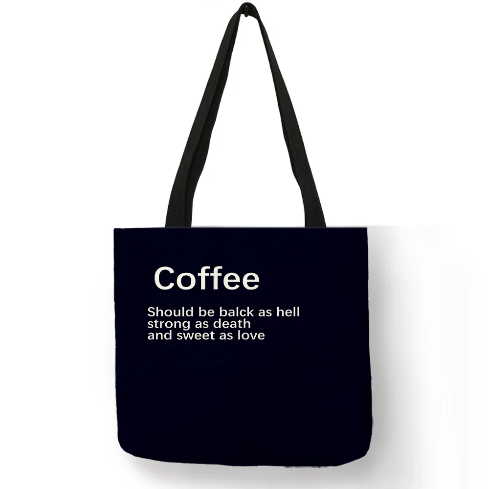 

Eco Friendly Linen Girl Traveling Tote Bag Coffee Shining Stars Printed Shoulder Bag Washable Portable Storage Package for Daily