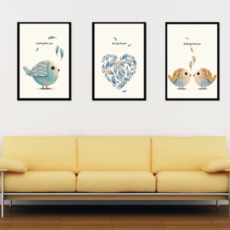 

Wall Art Canvas Painting Nordic Modern Landscape Lovebird Poster Prints Pictures For Bedroom Home Wall Decor No Frame
