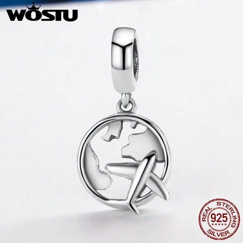 

WOSTU New 925 Sterling Silver The Dream Of Traveling Dangle Beads Fit Original Charm Bracelet DIY Jewelry Gift FIC242