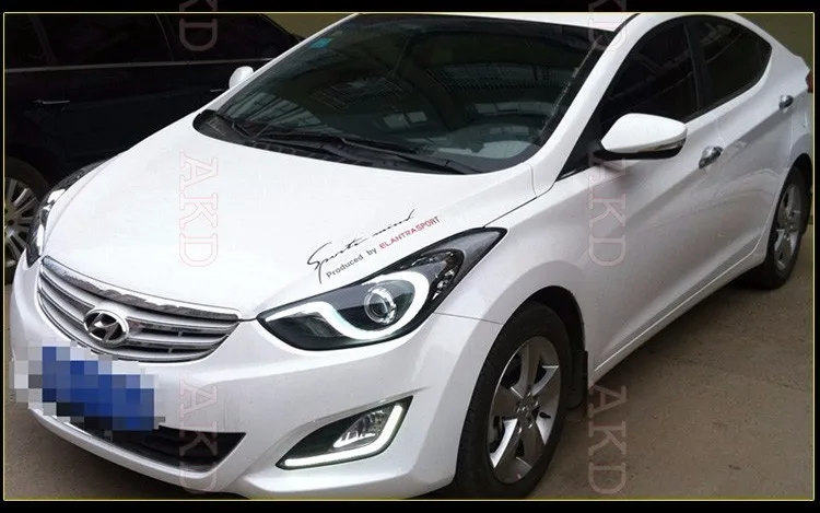 KOWELL автомобильный Стайлинг для hyundai Elantra MD светодиодный 2011- фары новые Elantra DRL линзы двойной луч H7 HID ксеноновые автомобильные аксессуары