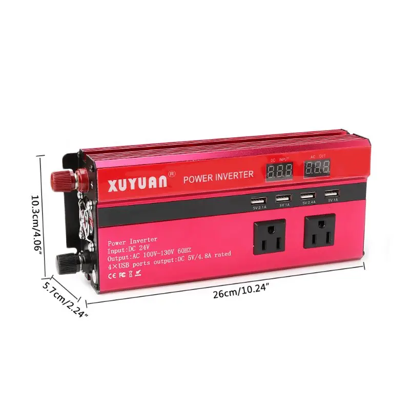  Inversor de energía Solar para coche de 4000W LED DC12/24 V a AC110/220 V convertidor de onda sinus