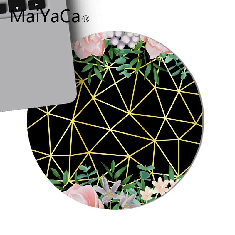 Maiyaca с цветами и зелеными листьями золотая линия искусство геймер мягкий круглый коврик для мыши игровая подкладка для коврика для ноутбука Ноутбук для геймеров коврик для стола - Цвет: 20x20cm