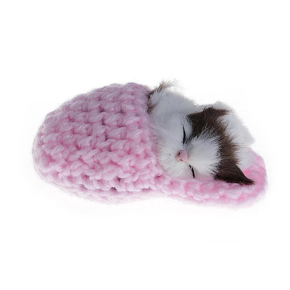 Cute Sleeping Cats Simulation Sounding Shoe Kittens Wool Knitting Toys For Kids (Random delivery )