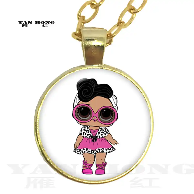 Классические куклы кулон ожерелье милый мультфильм несколько цветов выбор 25 мм стекло кабошон свитер цепь для детей подарок
