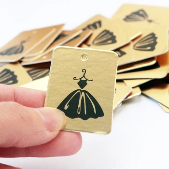

Wholesales 500pcs/lot Gold Cardboard Blank Paper Clothing Price Tag 3x4CM Jewelry Gift Hang Tag Card Square Label cards
