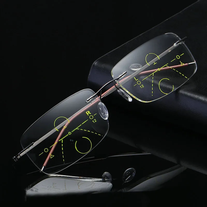 

MINCL/ Ultralight Rimless Eyewear Smart zoom Titanium Progressive Multifocal Reading Glasses Men Women Presbyopia Hyperopia FML
