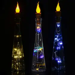 2 м светодиодный свечи серебряной проволоки Фея гирлянды бутылку пробкой 20 светодиодный для Стекло Craft светодиодный огни строки свадебные