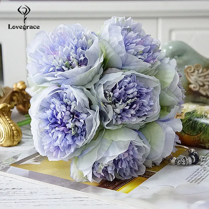 silk peony flowers artificial wedding bouquet fake flowers home floral decor (4)