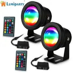 Lumiparty 2 шт. открытый 10 Вт Светодиодный прожектор светильник IP67 Водонепроницаемый цветная (RGB) подводная с низким напряжением для уличного