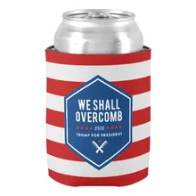 We Shall Overcme Trump for President Can Cooler Customied Red & White Stripes Beverage Can Cooler Party Supplies Drink Insulator
