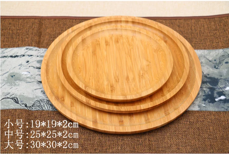 Бамбуковый прямоугольный круглый поднос для кофе, бамбуковый поднос для чая, отельные принадлежности, толстая бамбуковая тарелка, ресторанный дисковый поднос