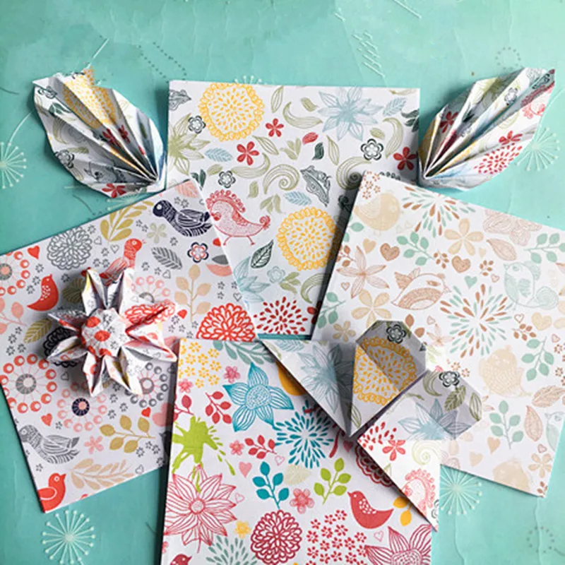 

20PCS Restore Ancient Square Floral Pattern Origami Paper Single Sided DIY Kids Folded Paper Craft Scrapbooking Decor Pattern