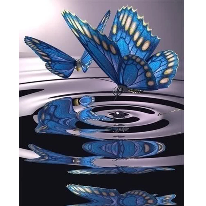 5D DIY Diamond Painting &quotBlue Butterflies&quot Embroidery 100% Full Cross Stitch Rhinestone Mosaic Decor Diamant | Дом и сад