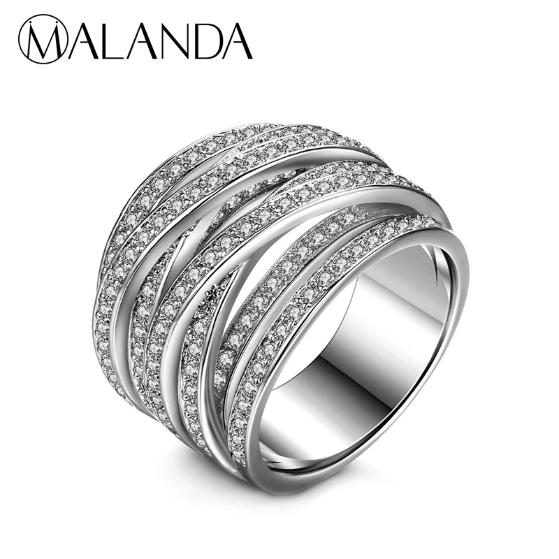 Malanda Новинка 2017 роскошный белый циркон Кольца для Для женщин Обручение женский CZ