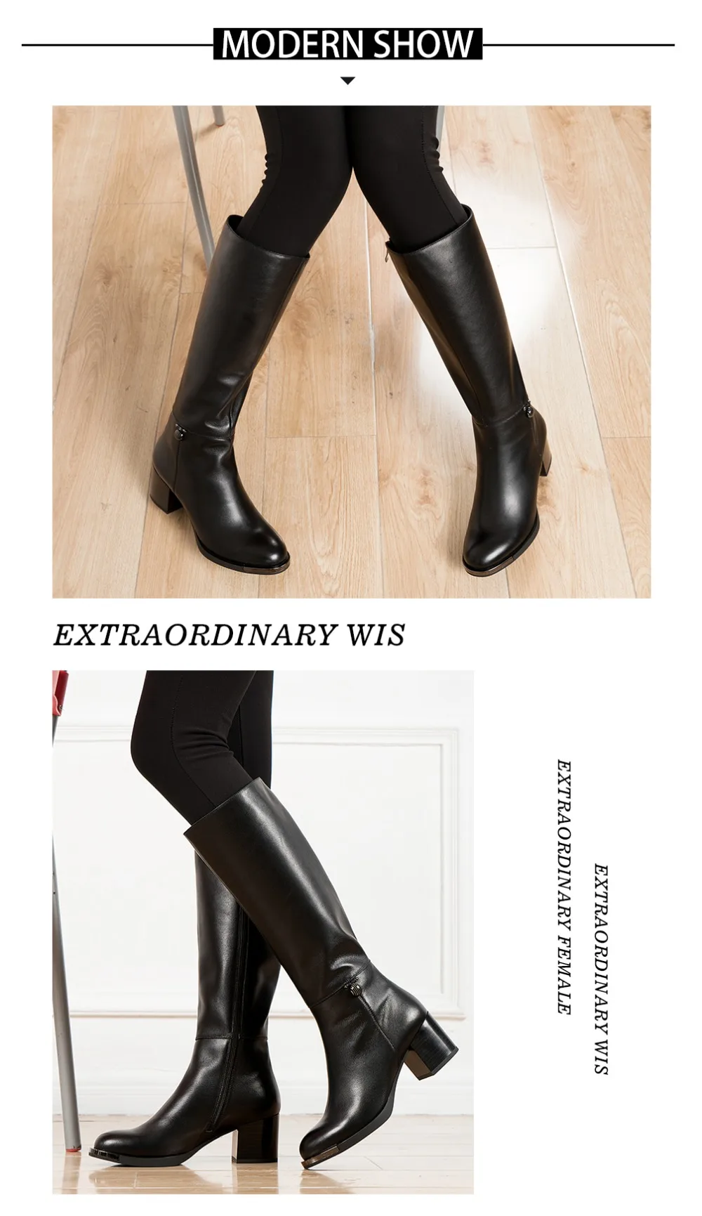 BESCONE/женские сапоги из натуральной кожи; высококачественные сапоги до колена с круглым носком; модные женские сапоги на низком каблуке с металлическим украшением; BA01