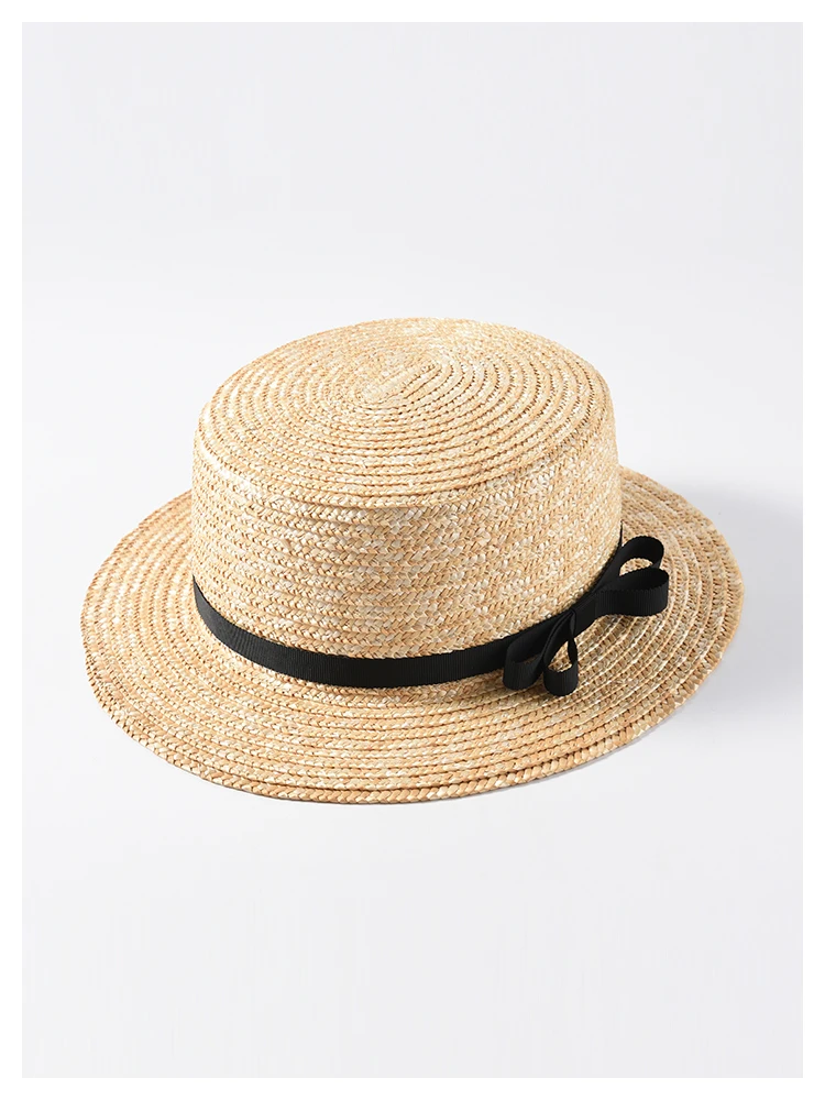 ROSELUOSI, женские соломенные шляпы с плоским верхом, весна-лето, новинка, шляпа от солнца с широкими полями, Повседневная пляжная шляпа с бантом, Chapeu Feminino