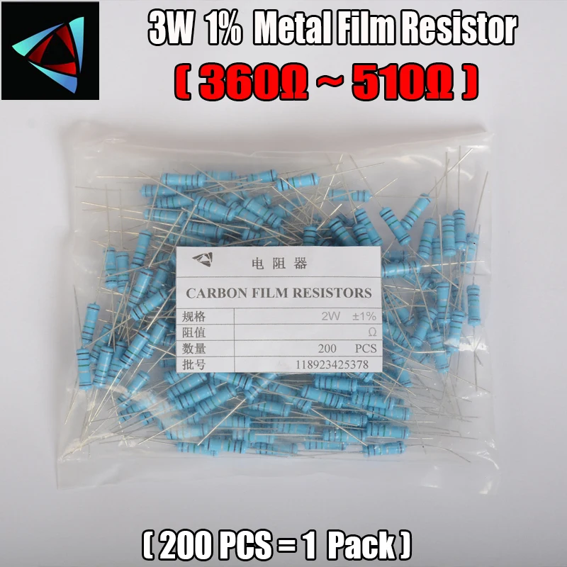 2W Watt 1 200pcs lot Metal Film Resistor 360 390 430 470 510 Ohm