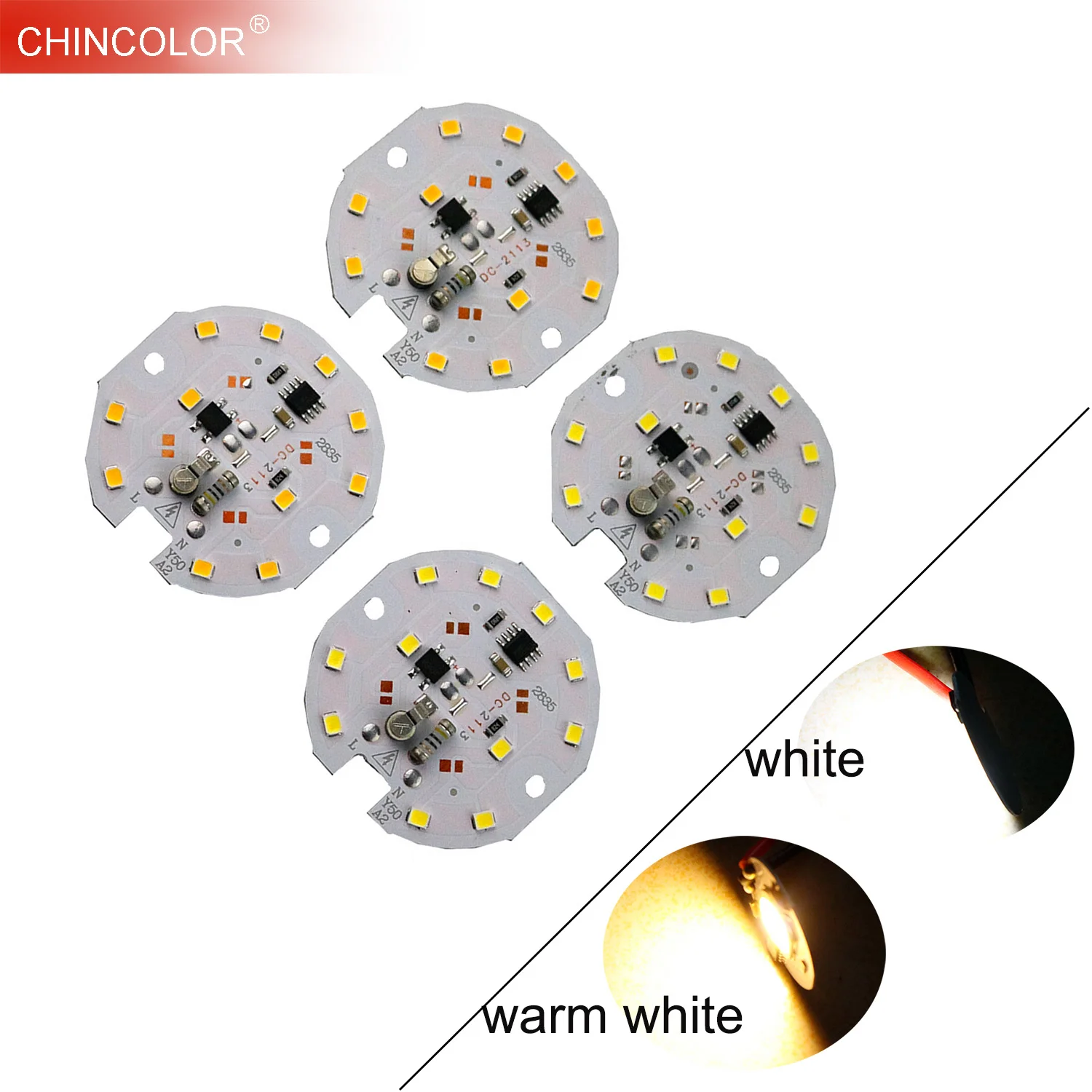 

220V Led Plate Chip Light Source 5W 7W 50MM Round Warm White No Need Driver Smart IC DIY Floodlight Spotlight Bulb Lamp 2835 JQ