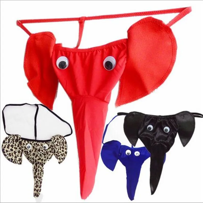 1PCS Novelty Elephant Thong Men G String Briefs Funny Sexy Leopard