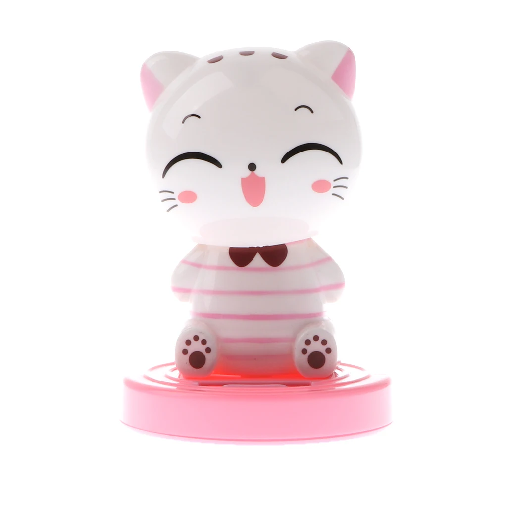 Kids Solar Powered Waving Hands Fortune Cat Kitten Animal Swinging Toy Car Home Ornament Decor Kids Xmas Gifts Gag Prank Toys